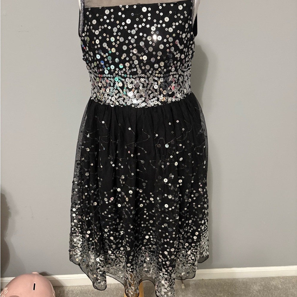 Elegant Black and Silver Kids Formal Dress